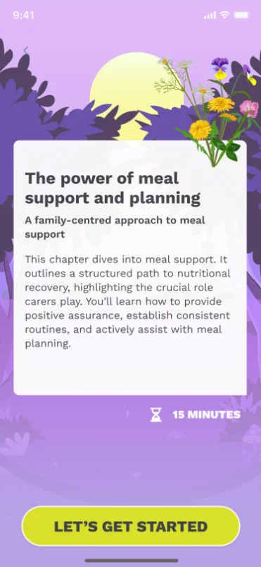 Screenshot: meal planning and support
