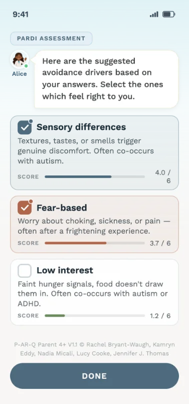 Screenshot: needs-based assessment